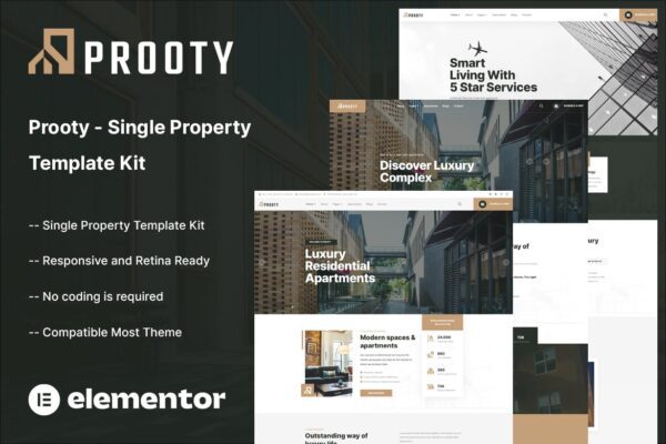 Prooty - Kit de modelo Elementor de propriedade única